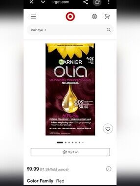 3 Garnier Olia Intense Garnet Red Hair Color